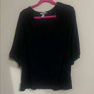 Black V-Neck Women's Blouse
